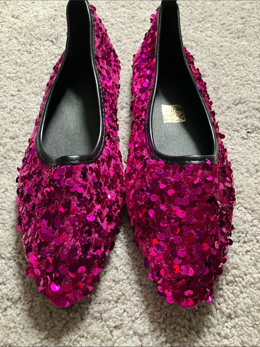 Sequin Pink Flat Loafer Shoes 40
